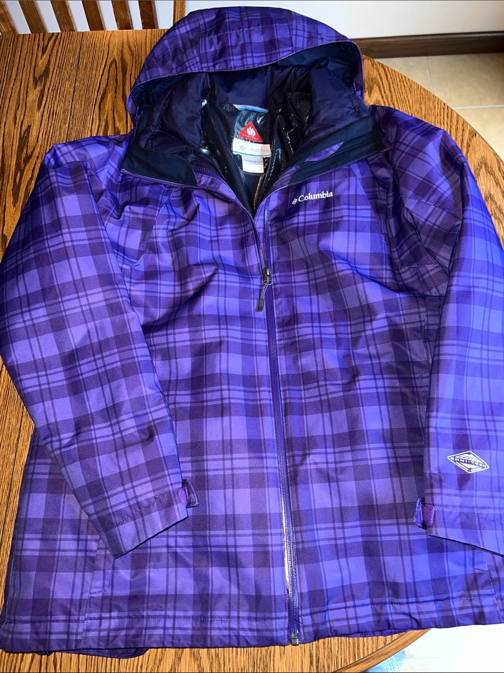 Women’s Columbia 3 in one Omni Heat Winter Ski Jacket size 1X. Purple